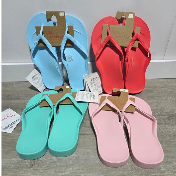 Archies Other - Archies Arch Support Flip Flops Blue Red & Green Many Sizes NWT